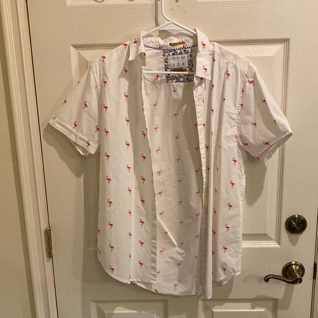 Flamingo White Button Down